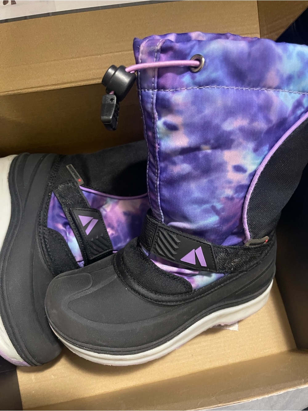 Kids Purple Tie-Dye Winter Snow Boots
